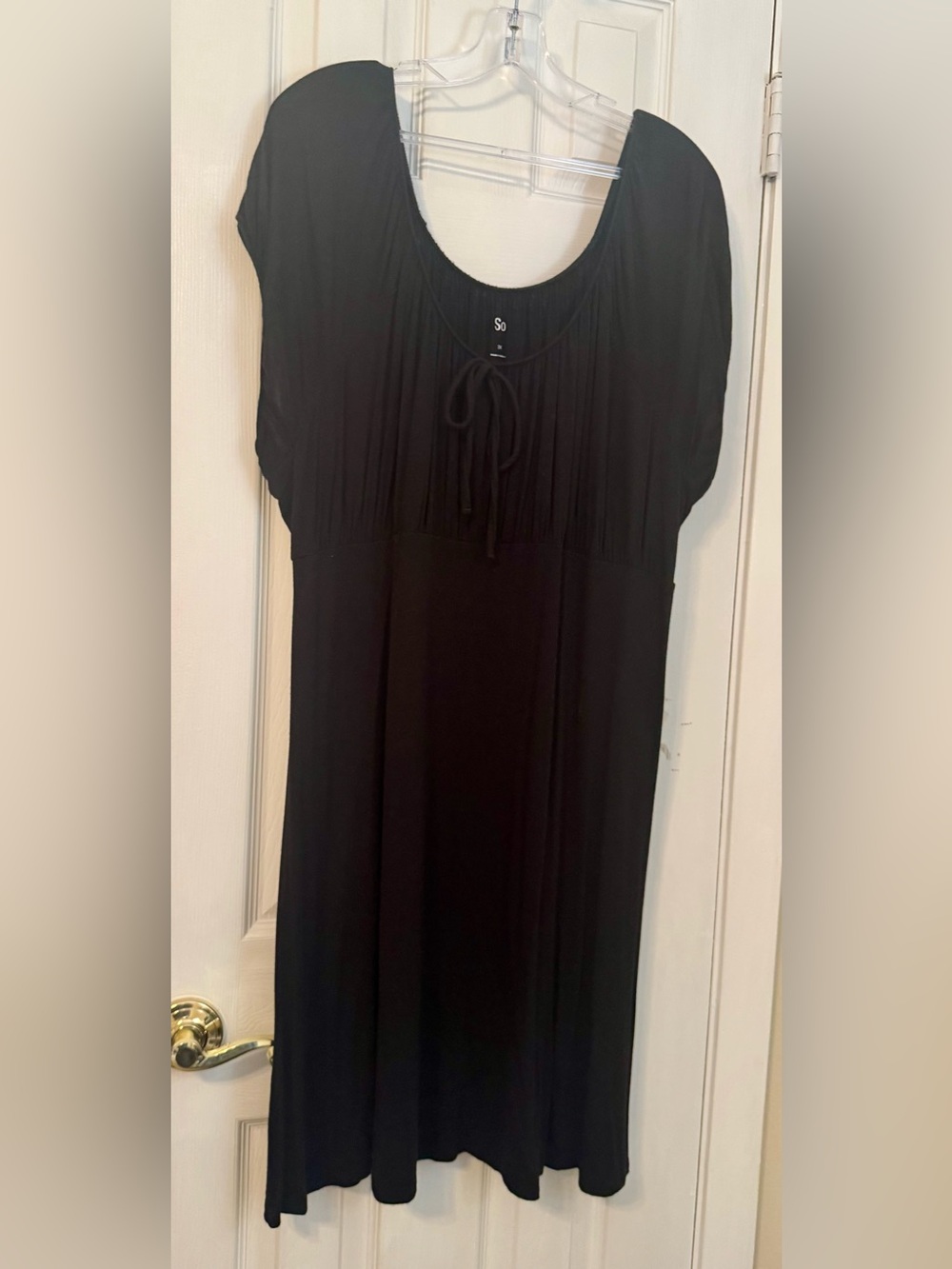 SO Black Scoop-Neck Tie-Front Mini Dress 2x